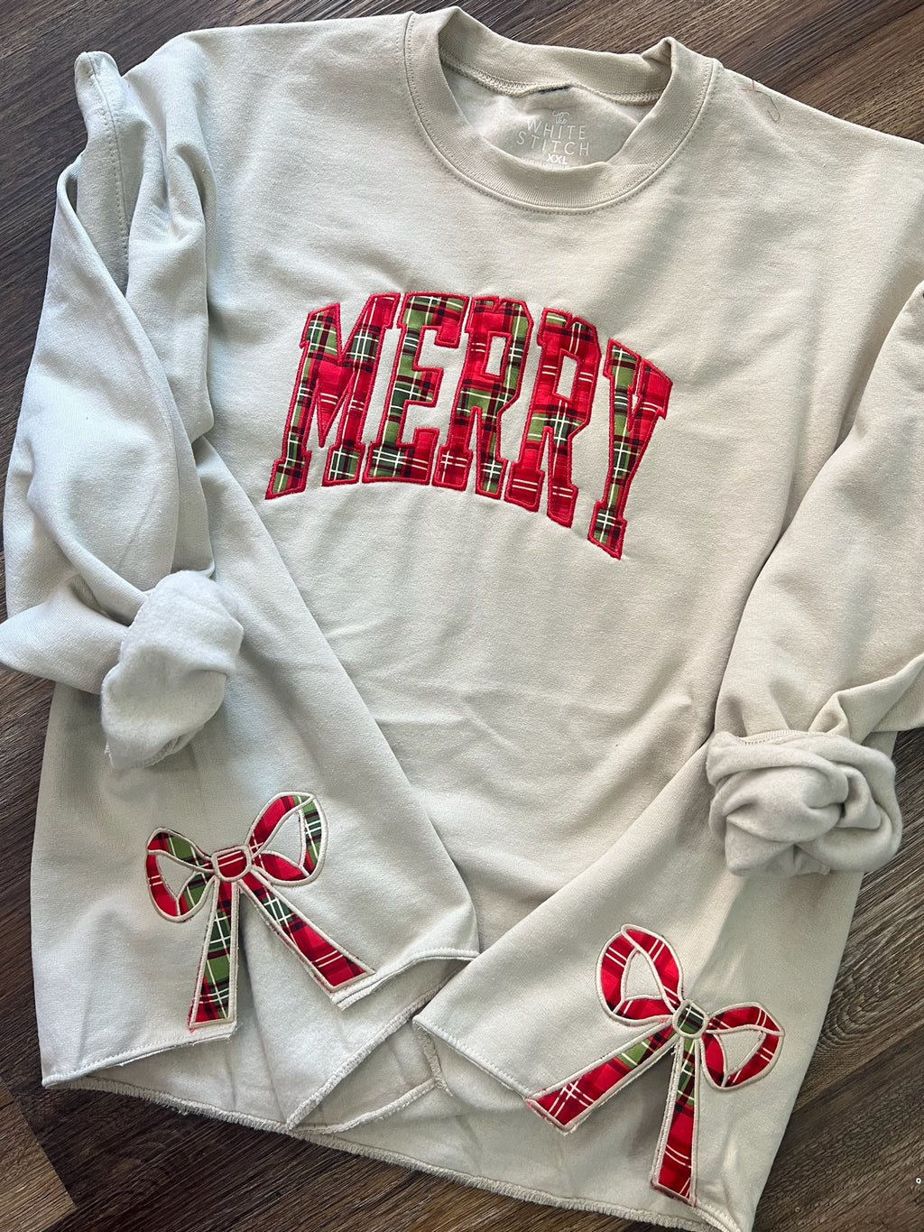 Merry Bow Sweatshirt | Handmade | SAND
