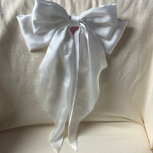 Large Clip In Bow | White