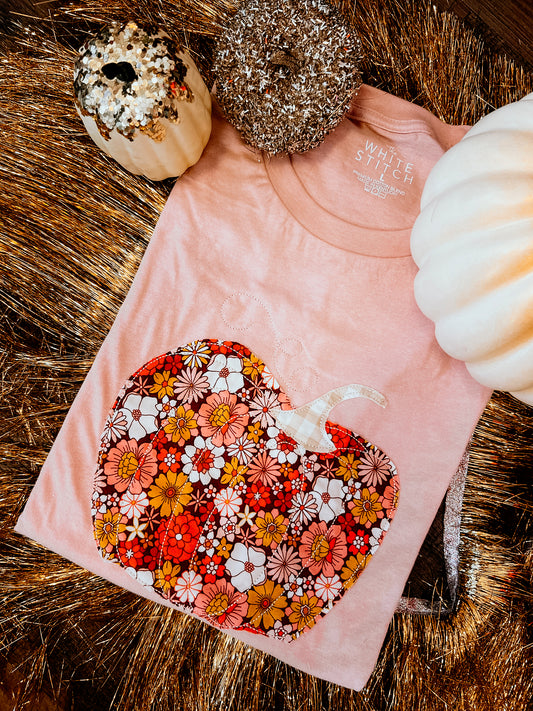Retro Floral Pumpkin | Handmade | Pink