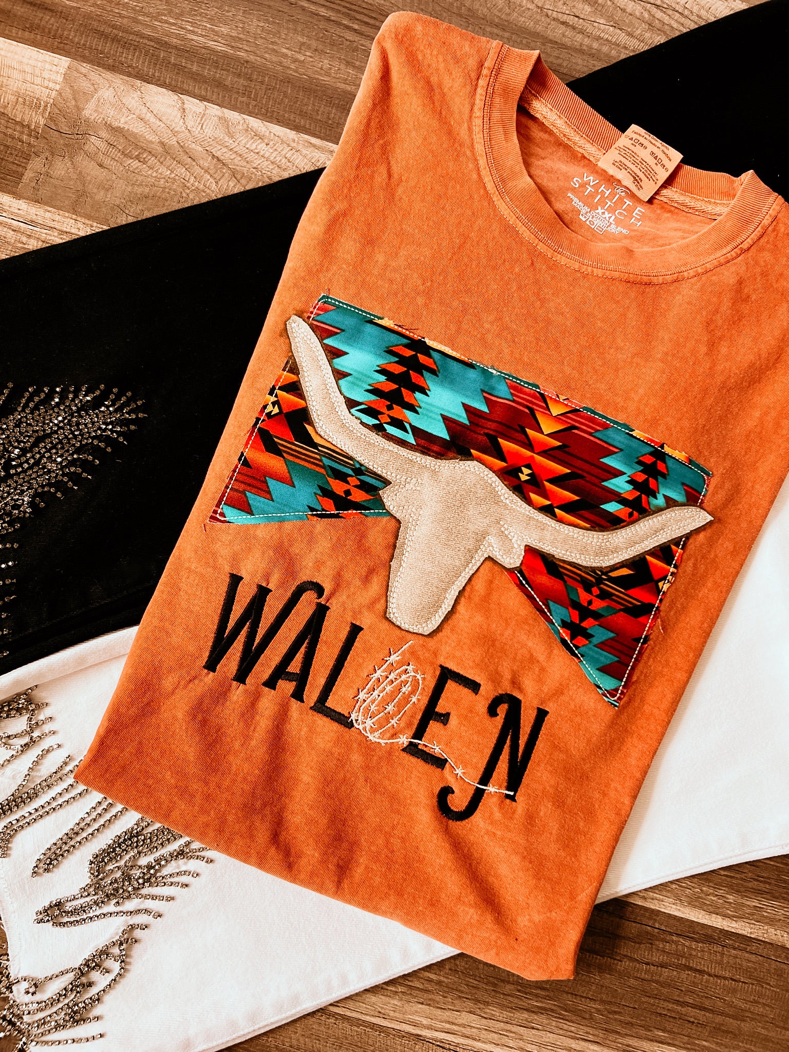 Skull Country Music Handmade Tee | Aztec