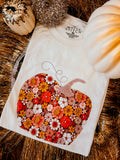 Retro Floral Pumpkin | Handmade | Cream