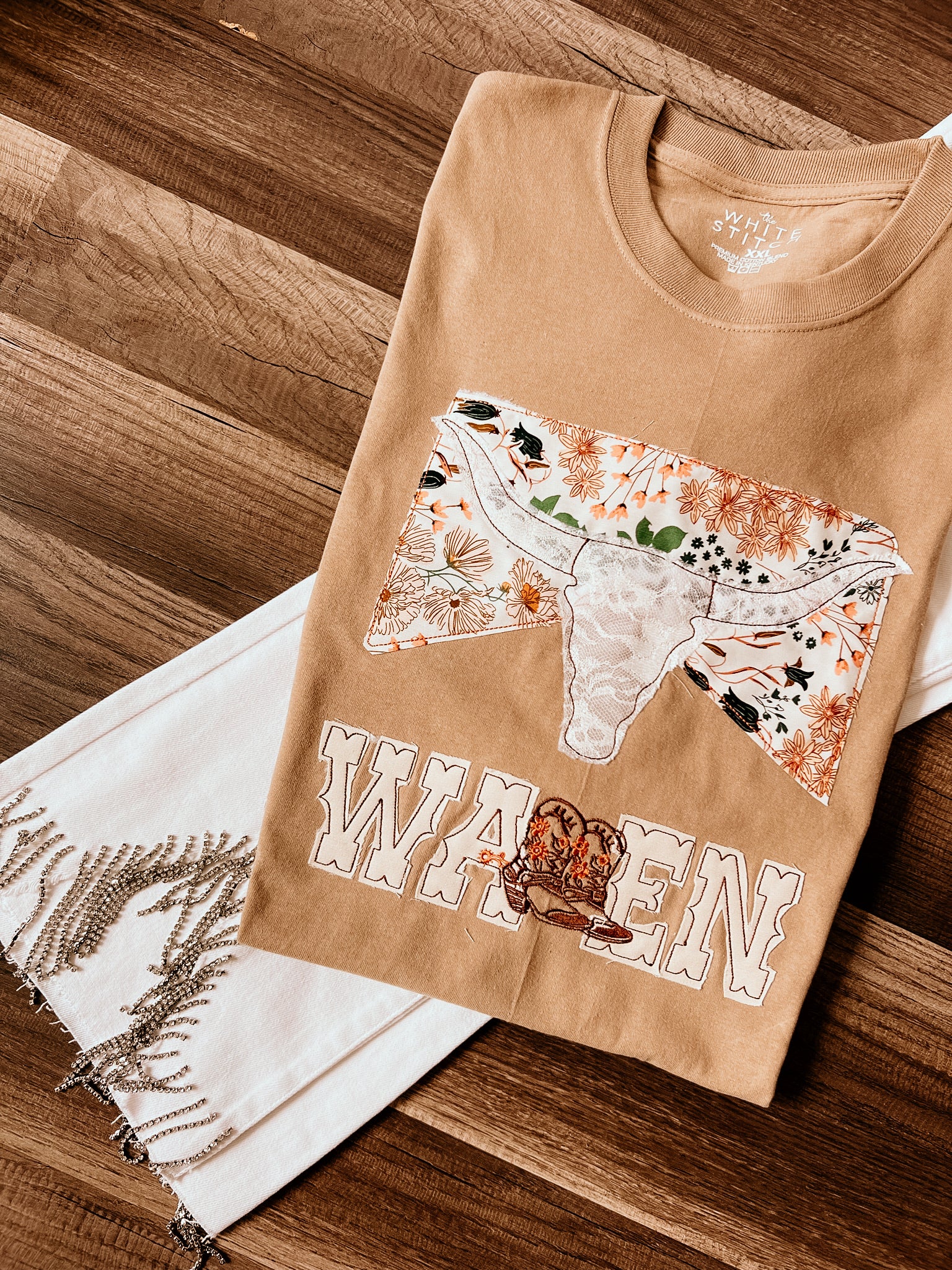Skull Country Music Handmade Tee | Floral And Lace