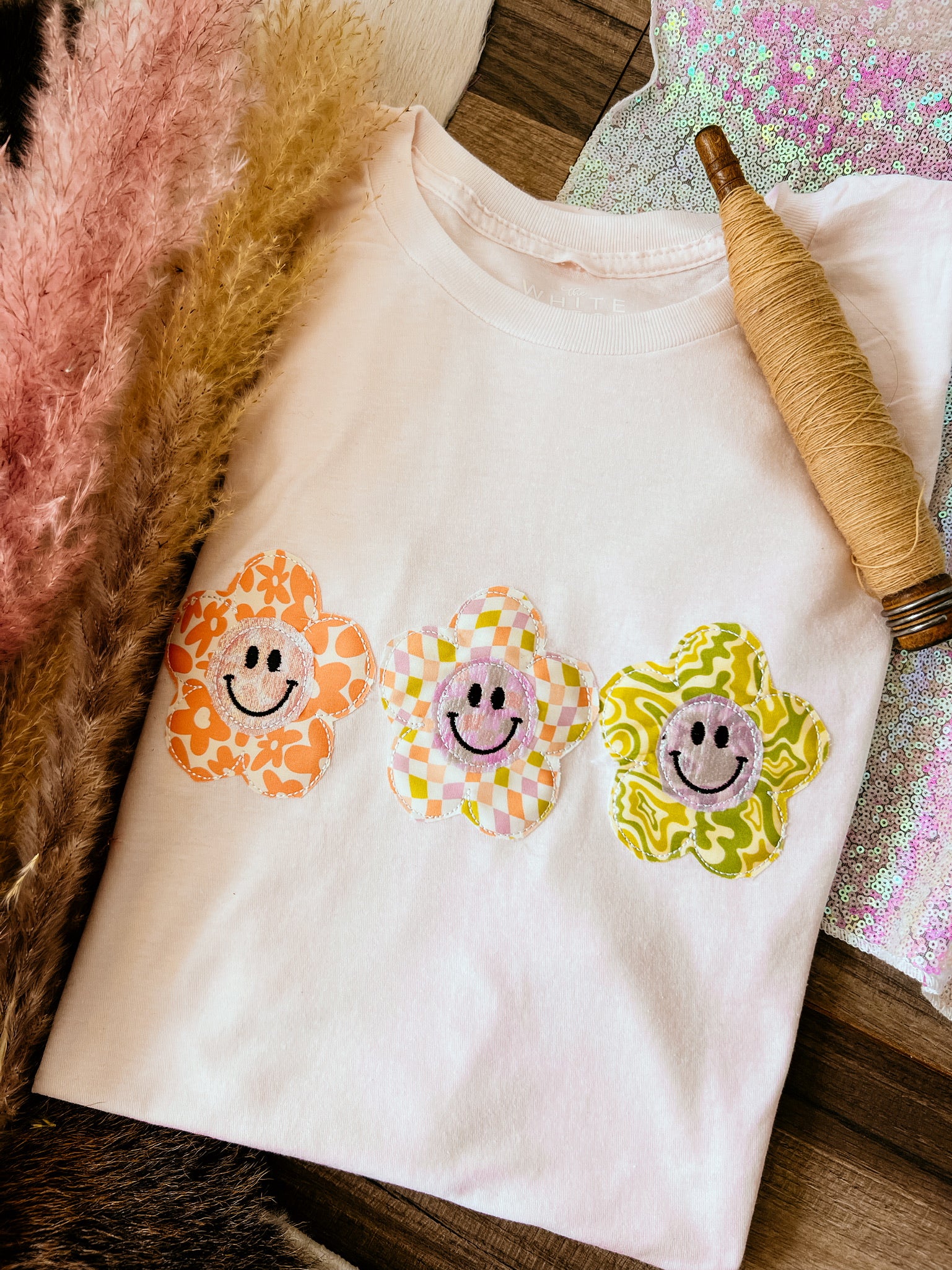 Three Smile Flower Handmade Tee