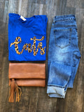 Cats Script Leopard Handmade Tee