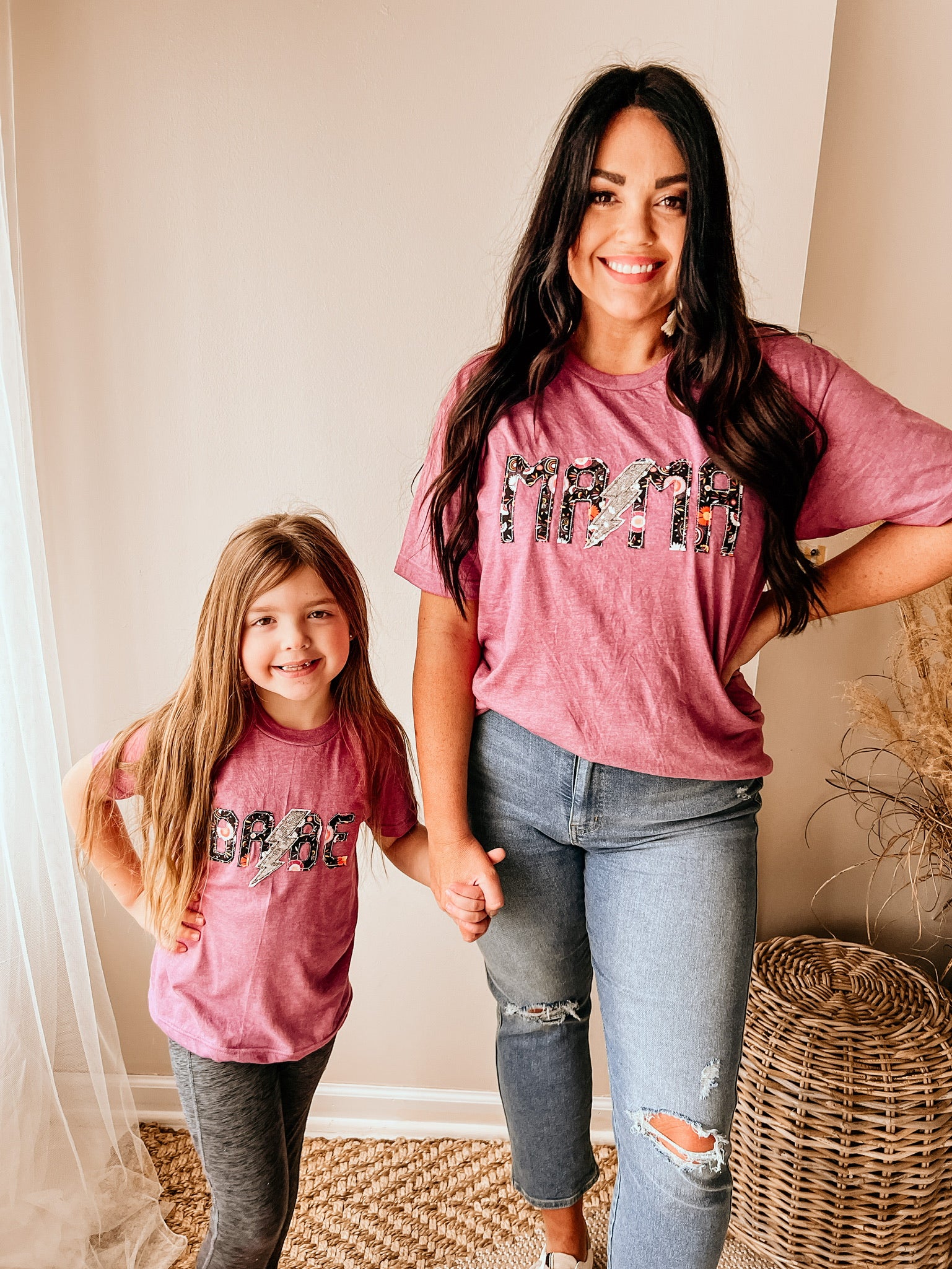 Mama And Babe Lightning Bolt Appliqué Tee