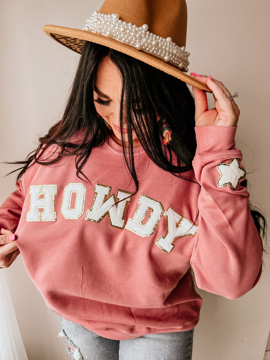 HOWDY Chenille Patch Sweatshirts 3 Colors