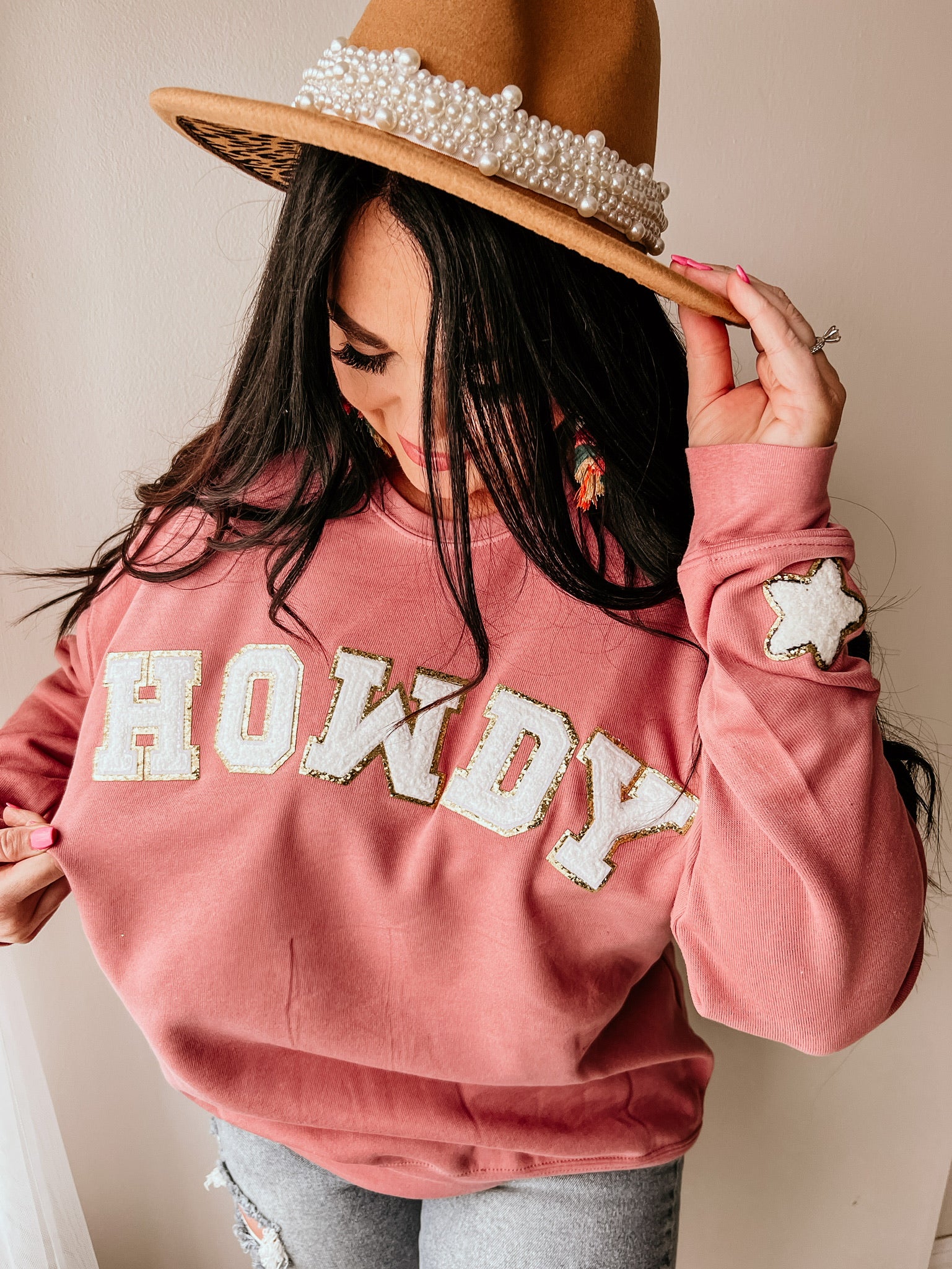 HOWDY Chenille Patch Sweatshirts 3 Colors