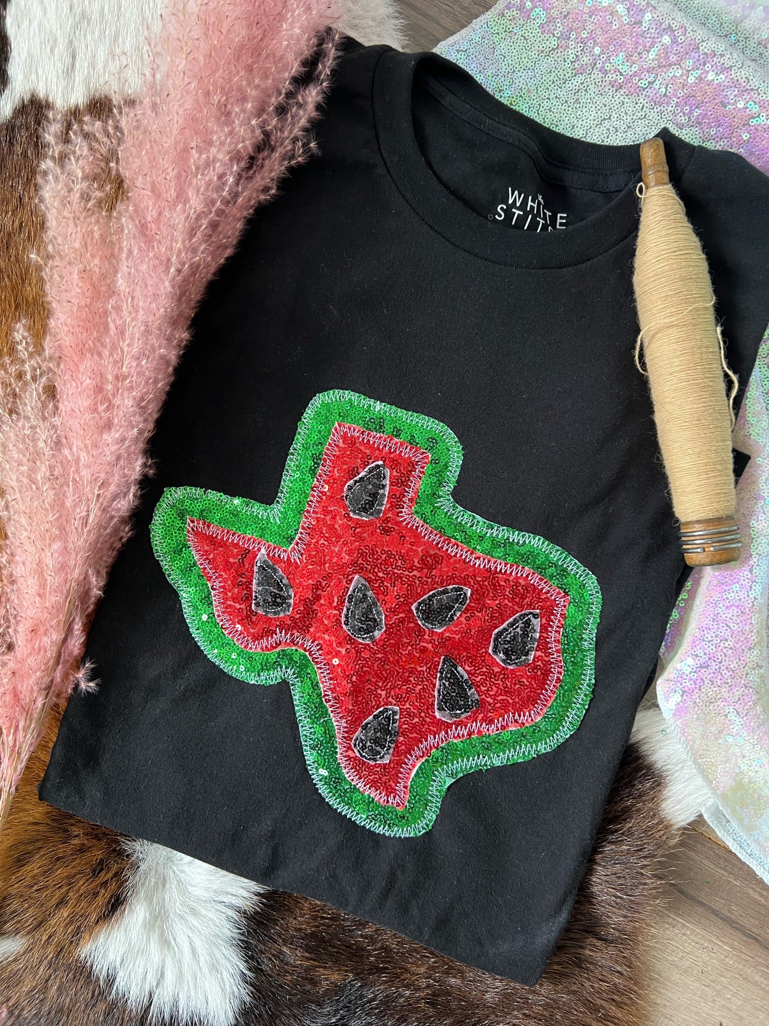 Watermelon State Outline | Handmade Tee | Customizable