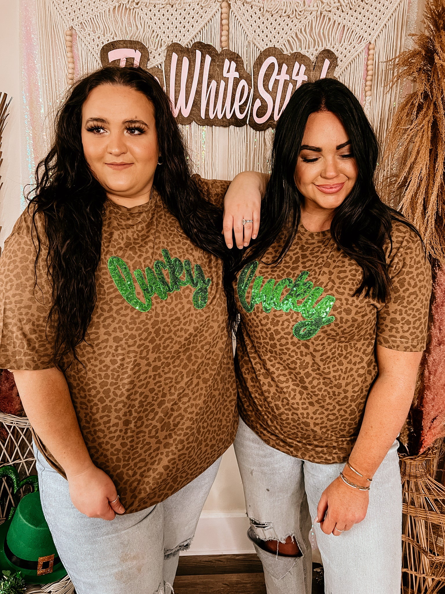 Lucky in Sequins| Brown Cheetah Tee