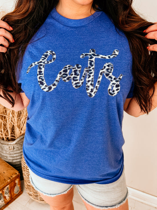 Cats Script Leopard Crew | Blue