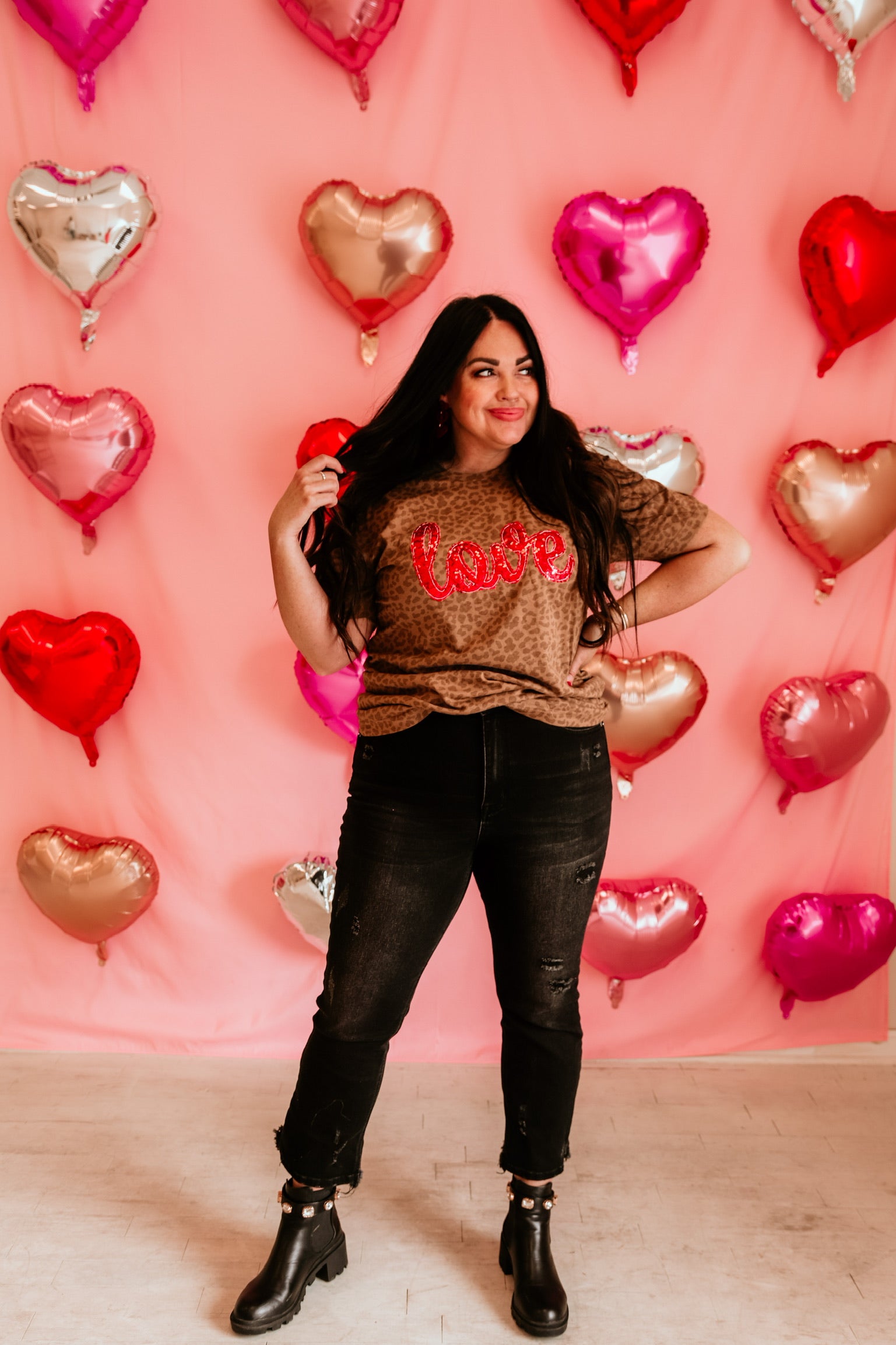 Red Sequins Love Cheetah Tee