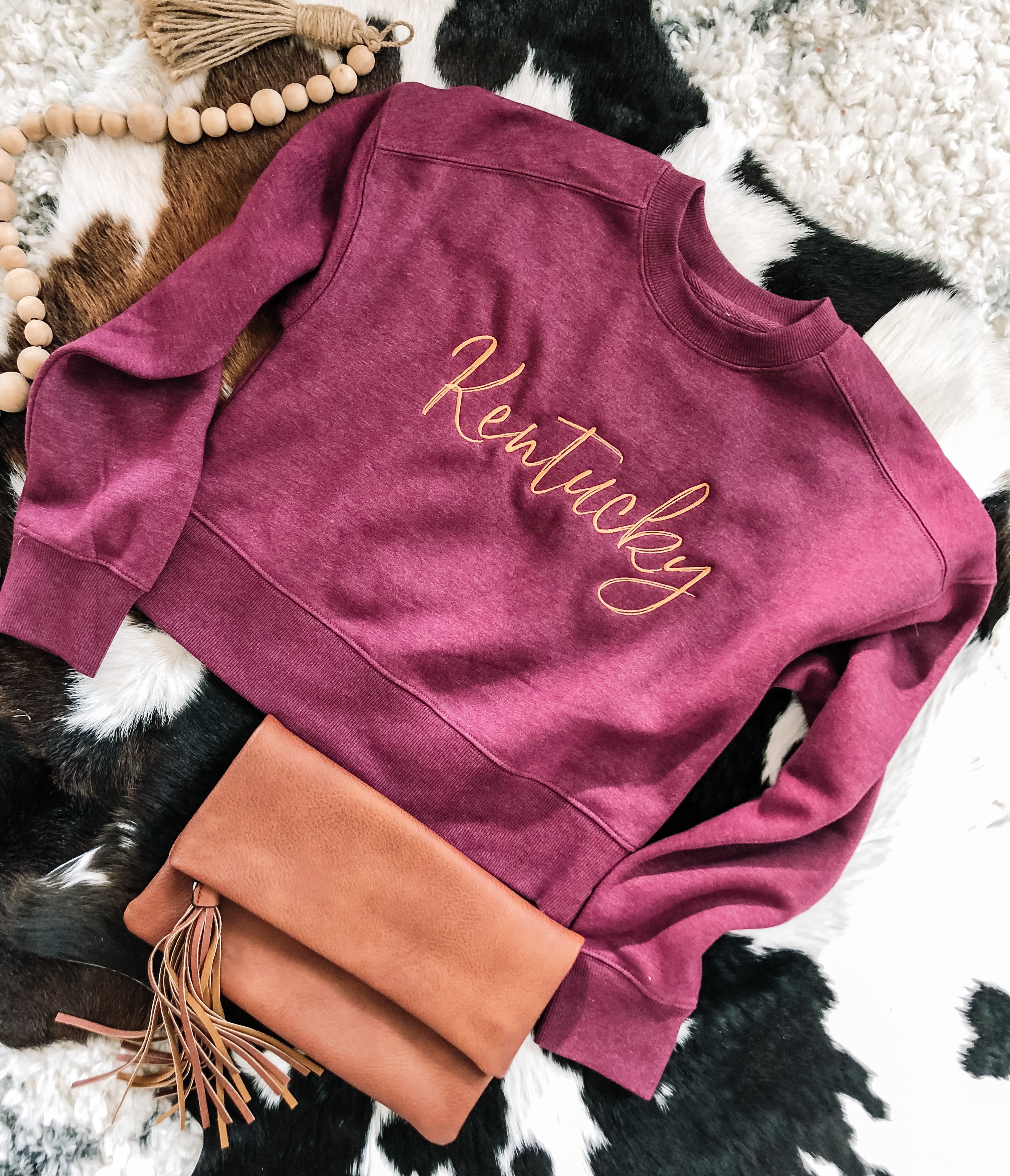 Berry State Fleece Cropped | Embroidered Sweatshirt
