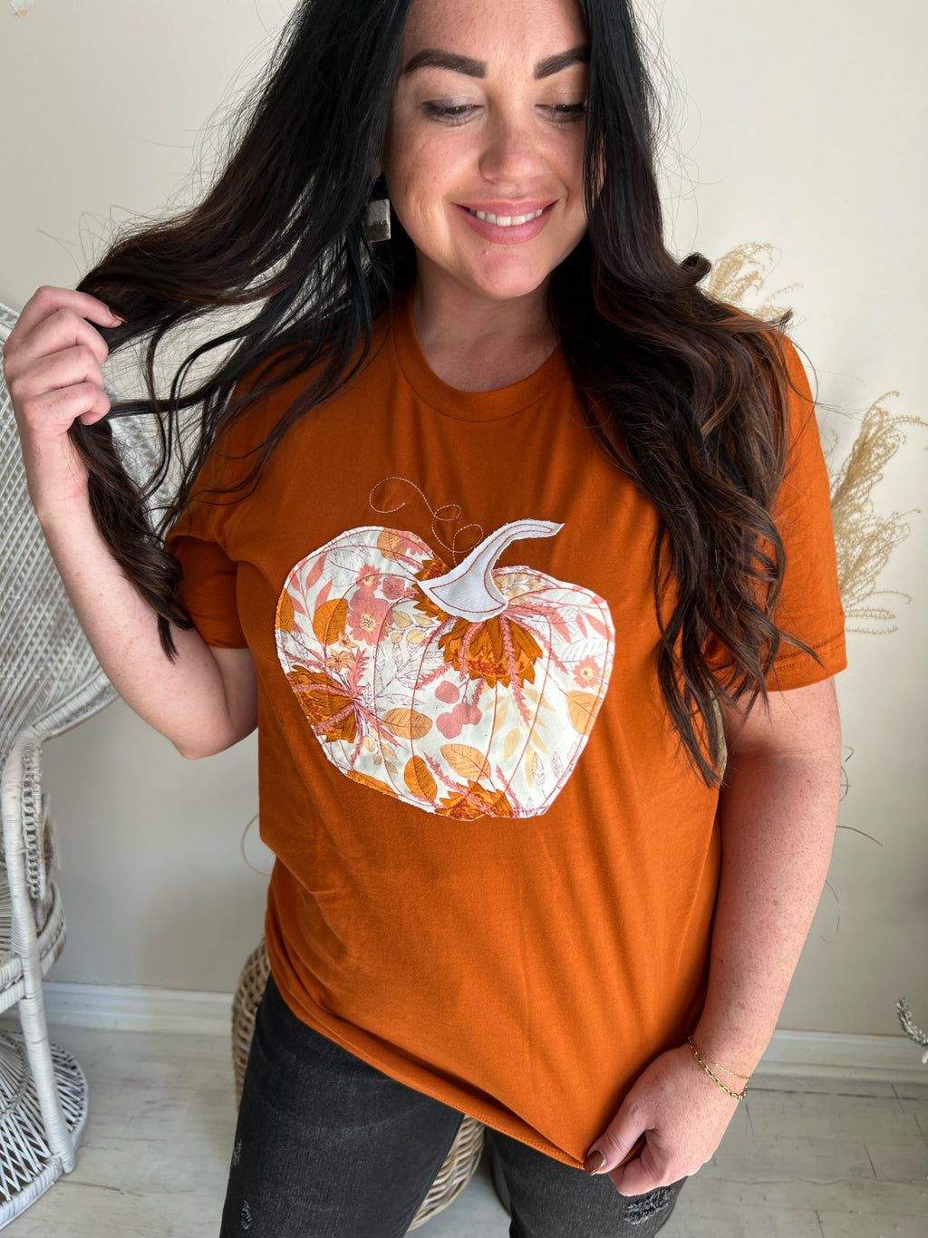 Floral Pumpkin Handmade Tee