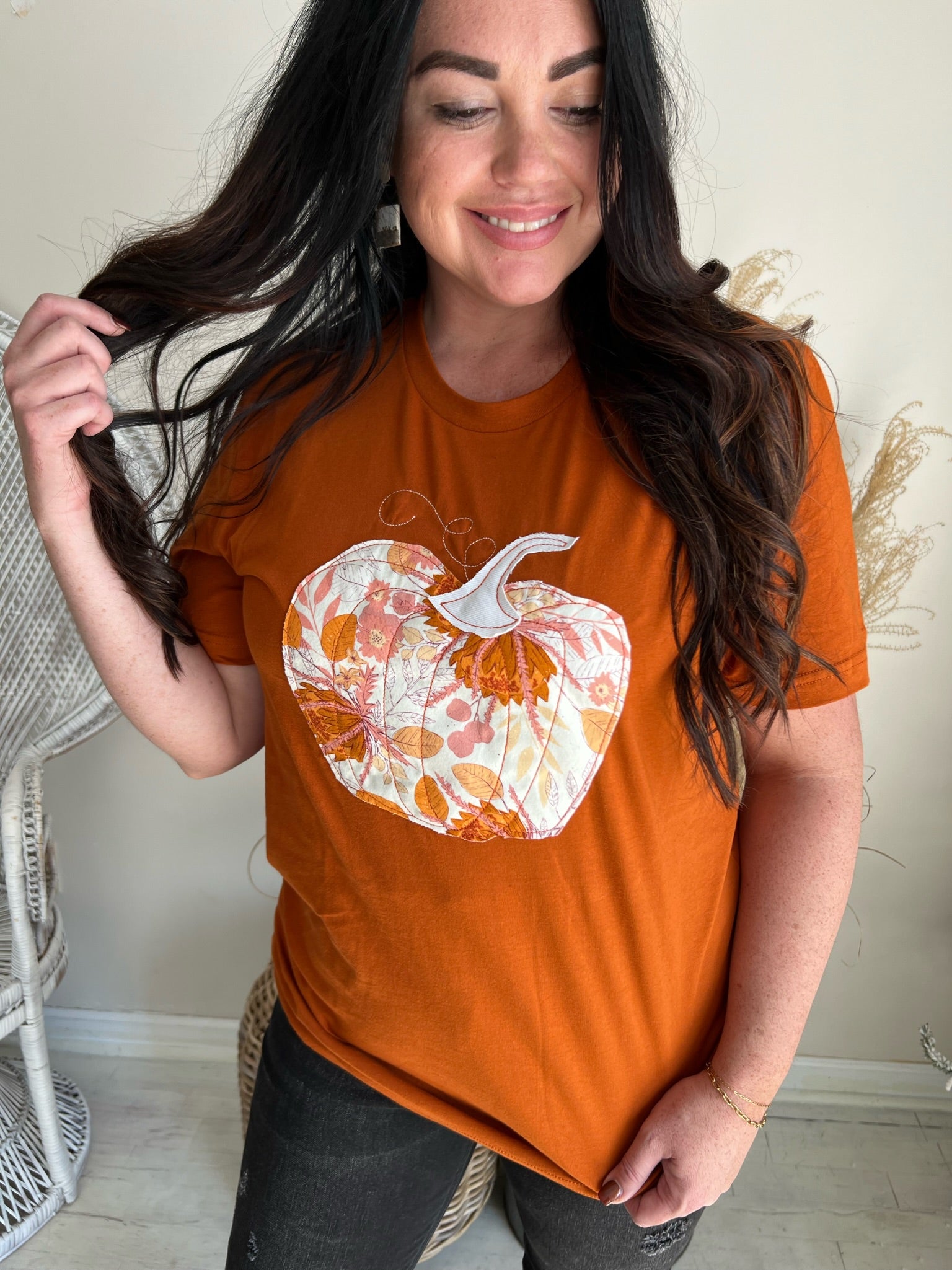 Floral Pumpkin Handmade Tee
