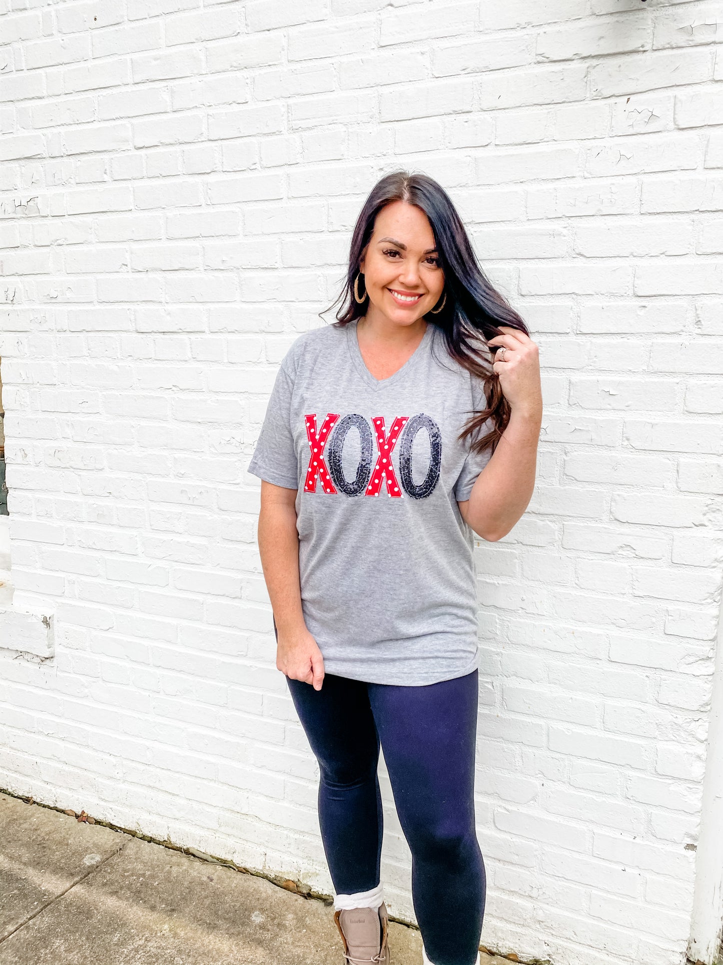 XOXO | Grey | Handmade Applique Tee