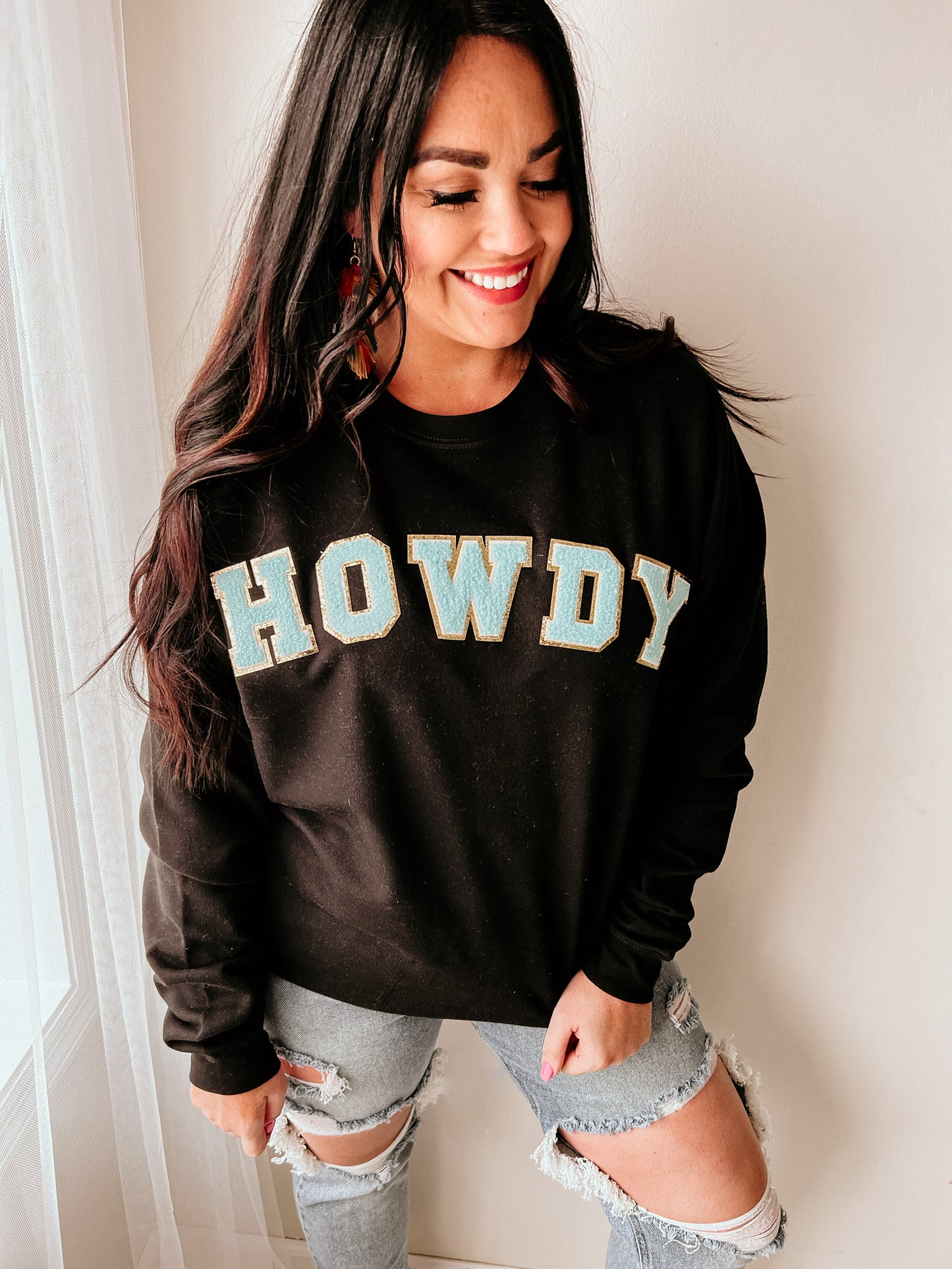 HOWDY Chenille Patch Sweatshirts 3 Colors