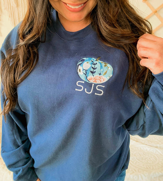 Floral Pumpkin Monogram Sweatshirt