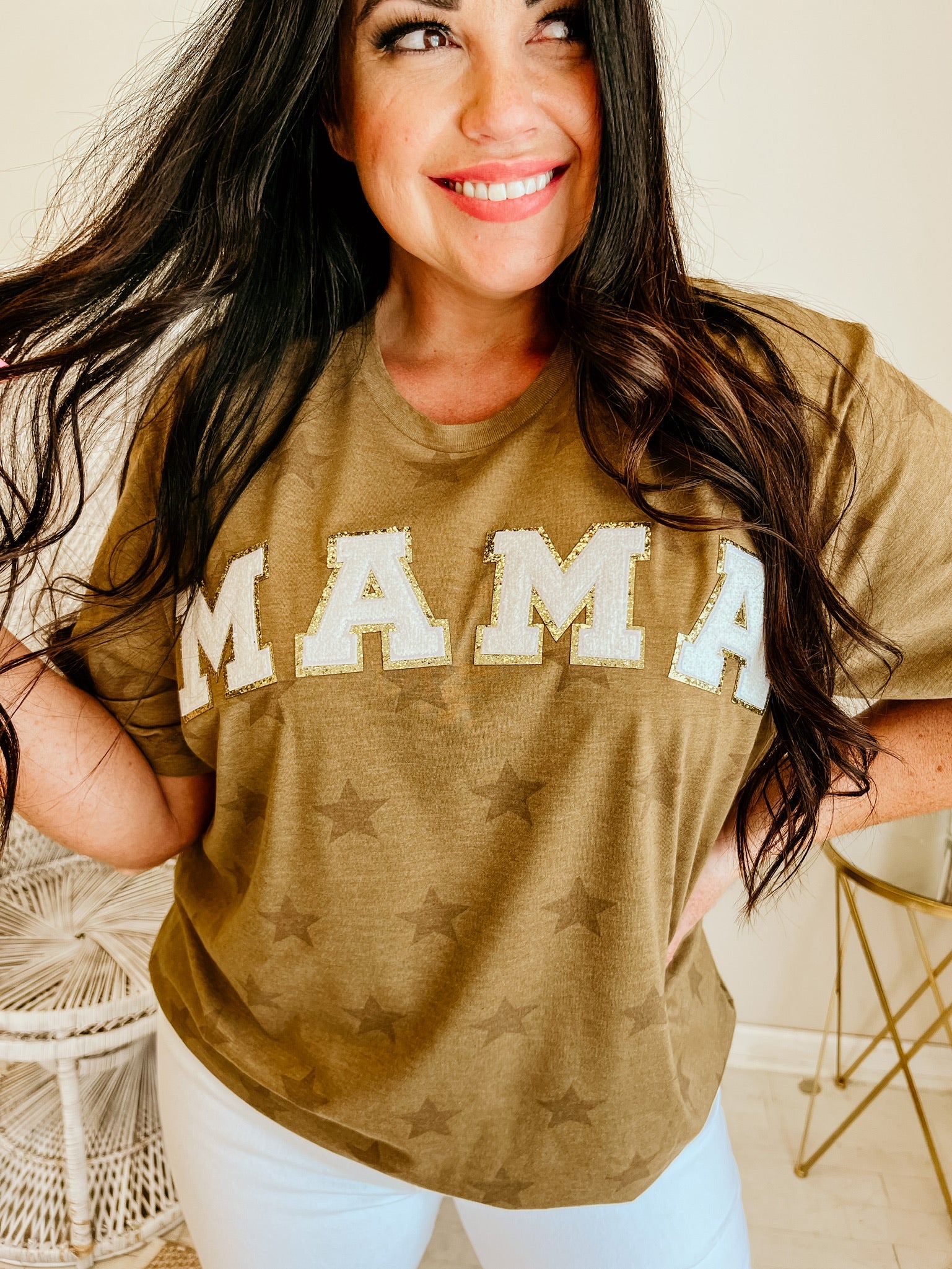 MAMA Star Chenille Tee | Sand