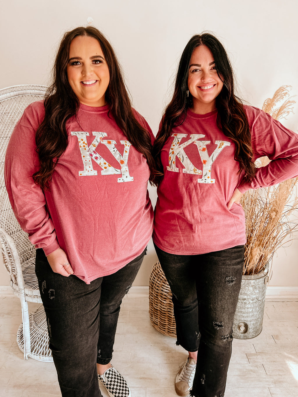Dusty Rose Long Sleeve State Tee