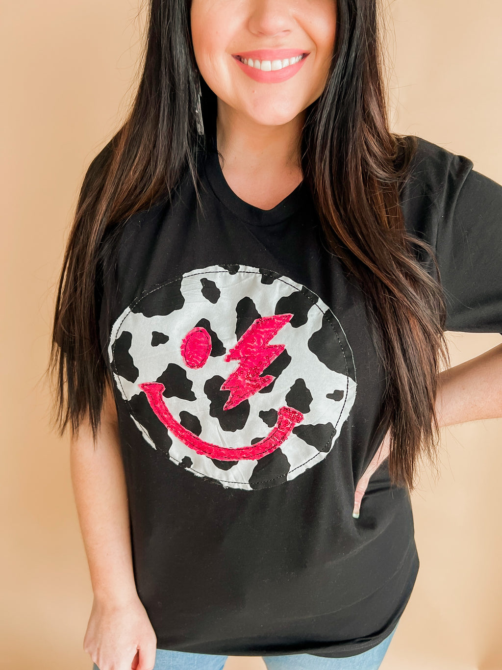 Smile For Me Handmade Tee | Cow Print