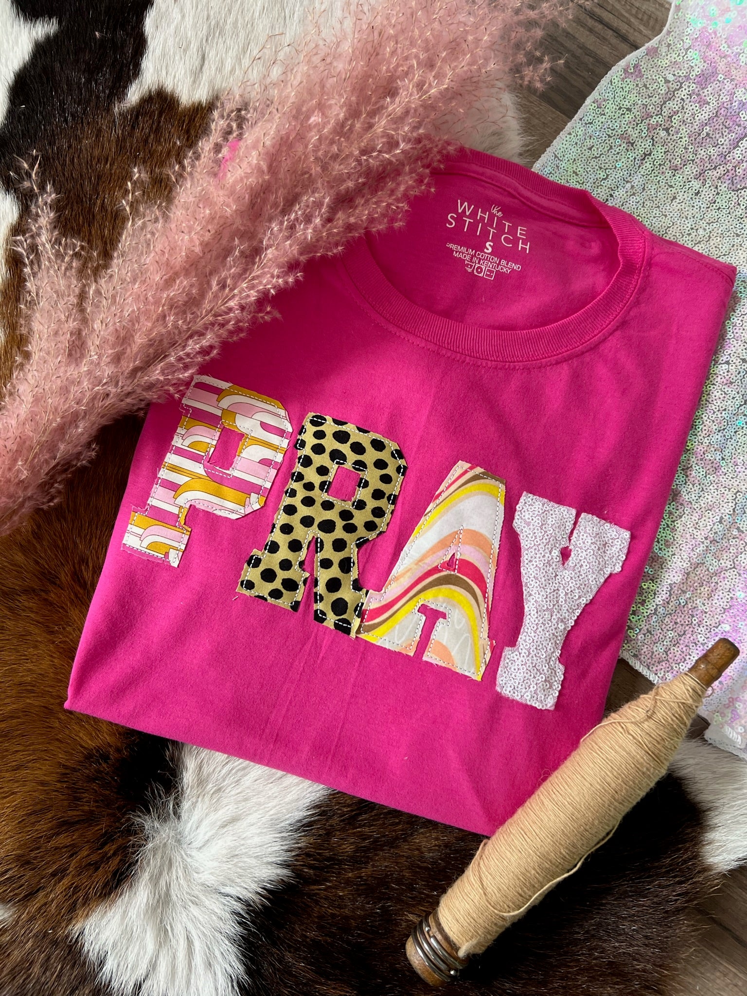 Pray Groove Handmade Tee | Fuchsia
