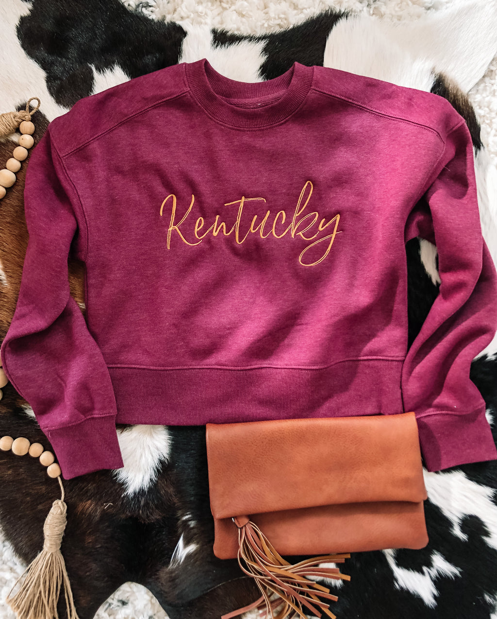 Berry State Fleece Cropped | Embroidered Sweatshirt
