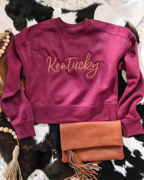 Berry State Fleece Cropped | Embroidered Sweatshirt