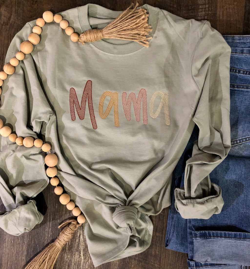 Mama Stonewash Long Sleeve Tee