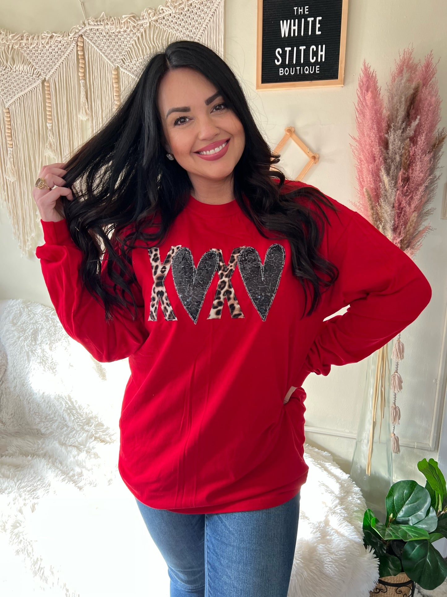 Hugs and Hearts Leopard |Handmade| Tee